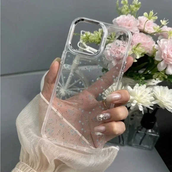 ⚠️Clearance iPhone 14/Pro/Pro Max Clear Floral Patterned Phone Case - Picture 2 of 5